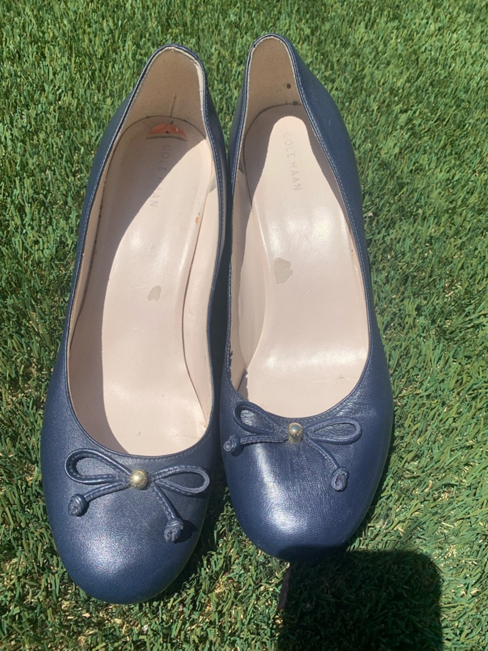 Cole Haan Navy Leather Wedges 10